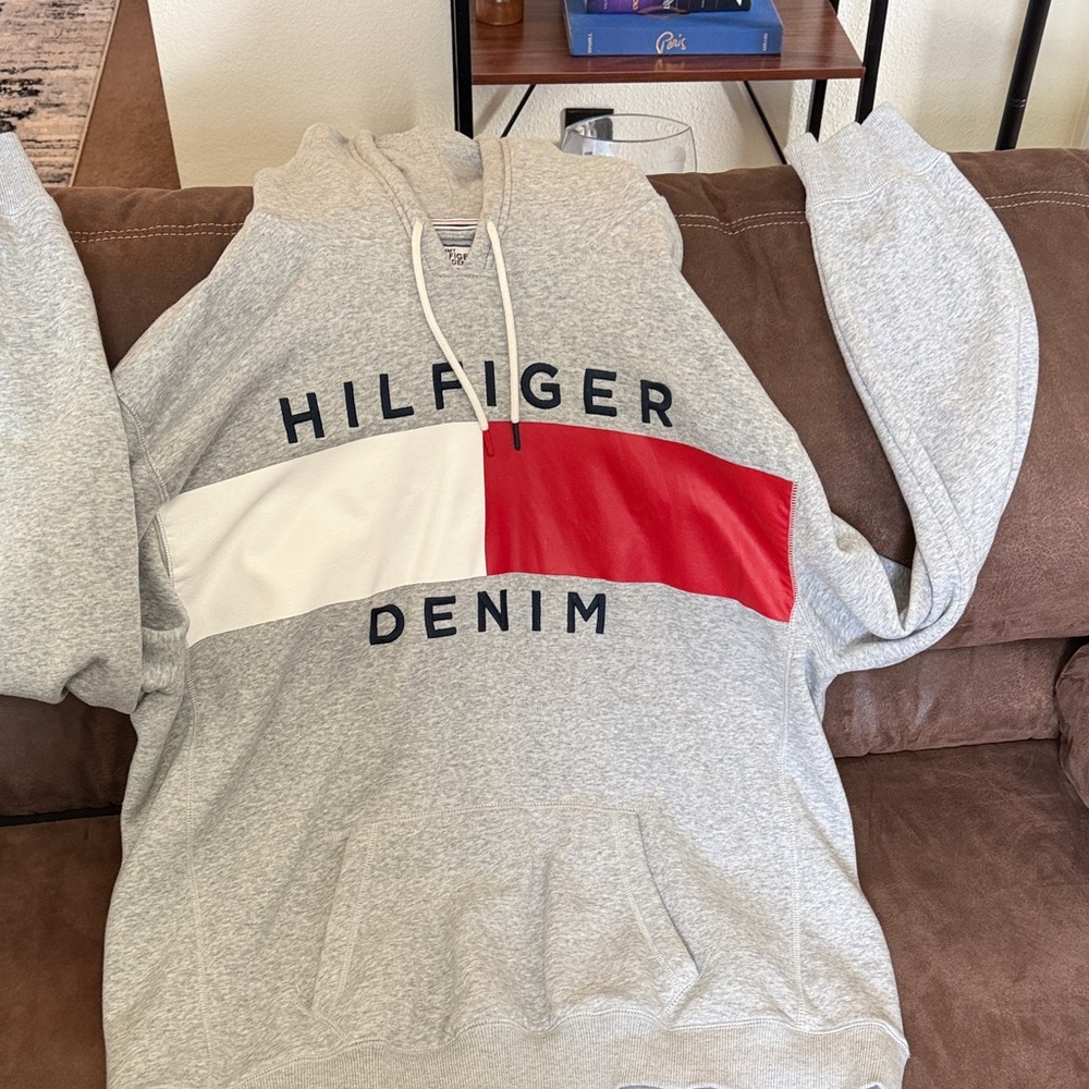 Tommy Hilfiger Gray and Red Men's Hoodie